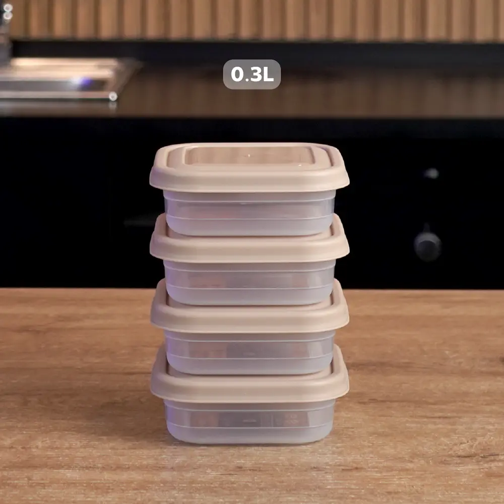 Transparent 30pcs storge boxes set with beige lid6