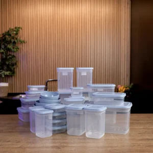 Transparent 30pcs storge boxes set with blue lid
