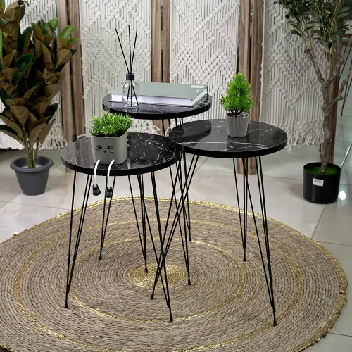 Turkish-Wooden-3Pcs-Circular-Marbled-Black-Tables-Set-with-Iron-Legs Turkish wooden 3pcs circular marbled black tables set with iron legs