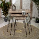 Turkish wooden 3pcs rectangular brown tables set with iron legs