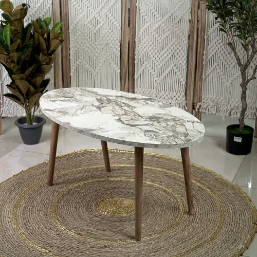 Turkish-Wooden-90x50x40cm-Oval-Marbled-White-Table Turkish wooden 90x50x40cm oval marbled white table