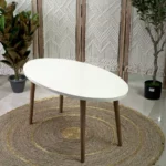 Turkish wooden 90x50x40cm oval offwhite table