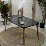Turkish wooden 90x50x40cm rectangular marbled black table