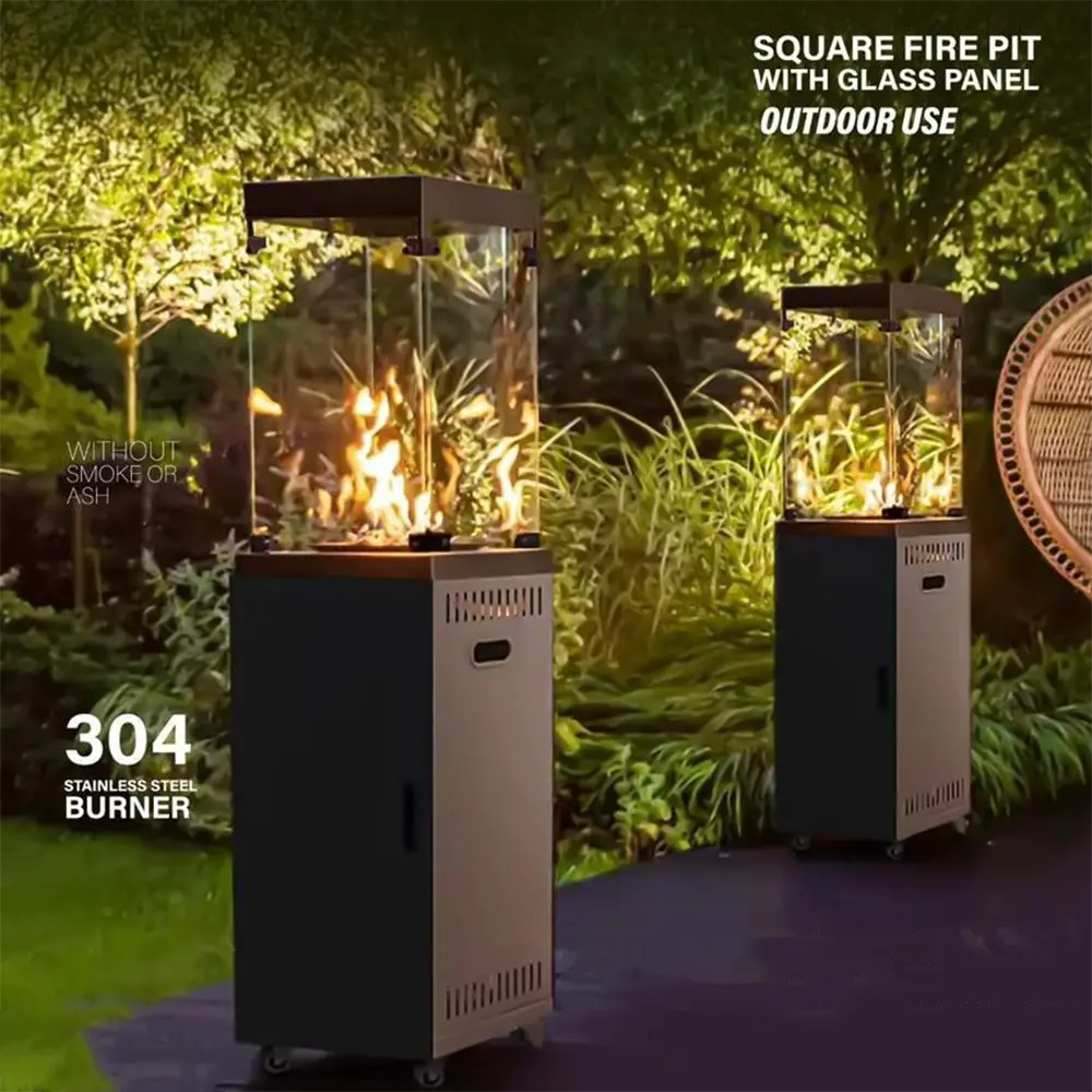 Verotti lxe030 square gas patio heater with glass panel1