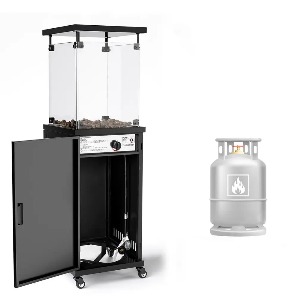 Verotti lxe030 square gas patio heater with glass panel2