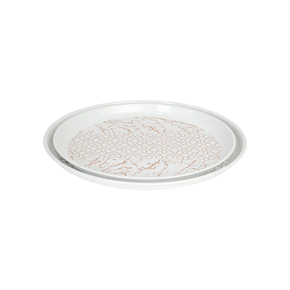 Chrome 2pcs marbled white tray set