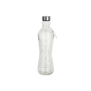 Danny home 1l glass wave design bottle with stainless lid