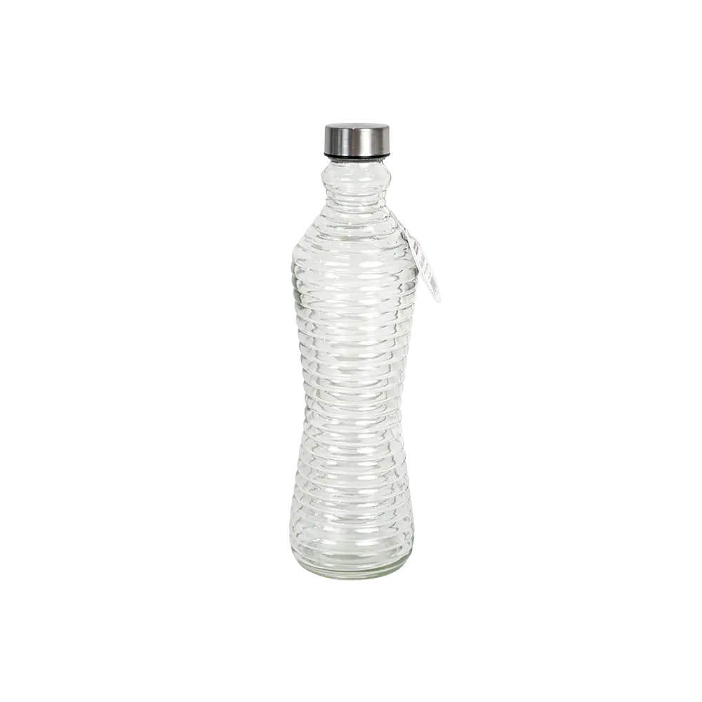 Danny home 1l glass wave design bottle with stainless lid