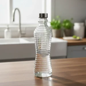 Danny home 1l glass wave design bottle with stainless lid1