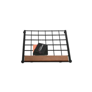 Dosthoff black iron grid trivet with bamboo