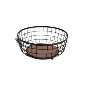 Dosthoff iron grid fruit basket with bamboo base