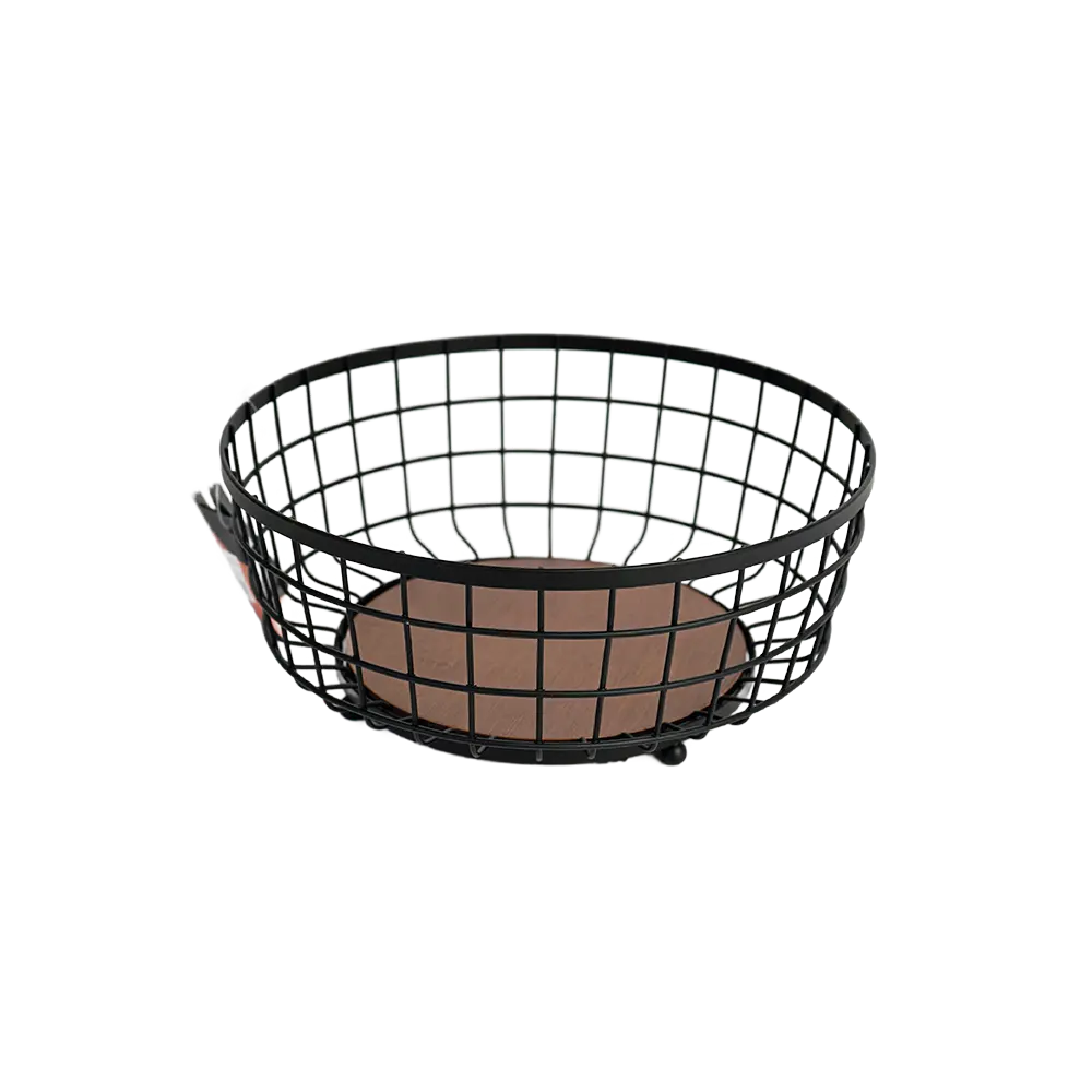 Dosthoff iron grid fruit basket with bamboo base
