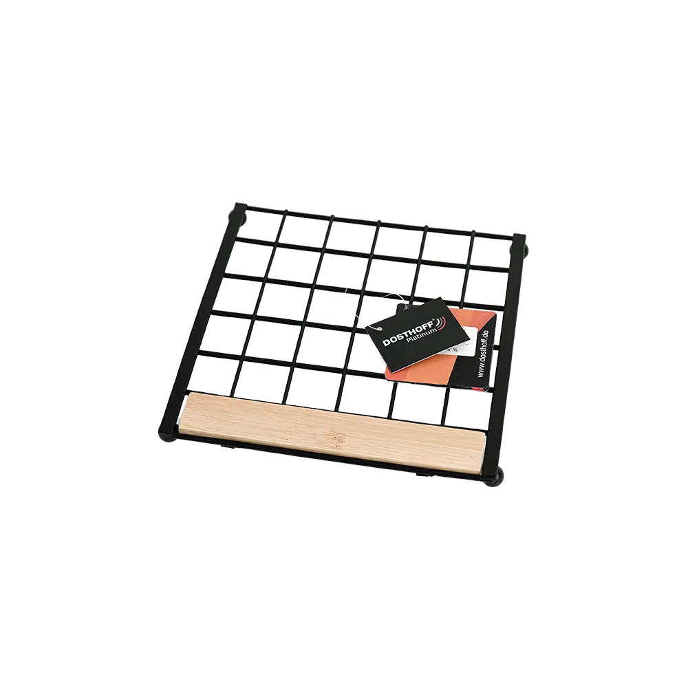 Dosthoff iron grid trivet with bamboo