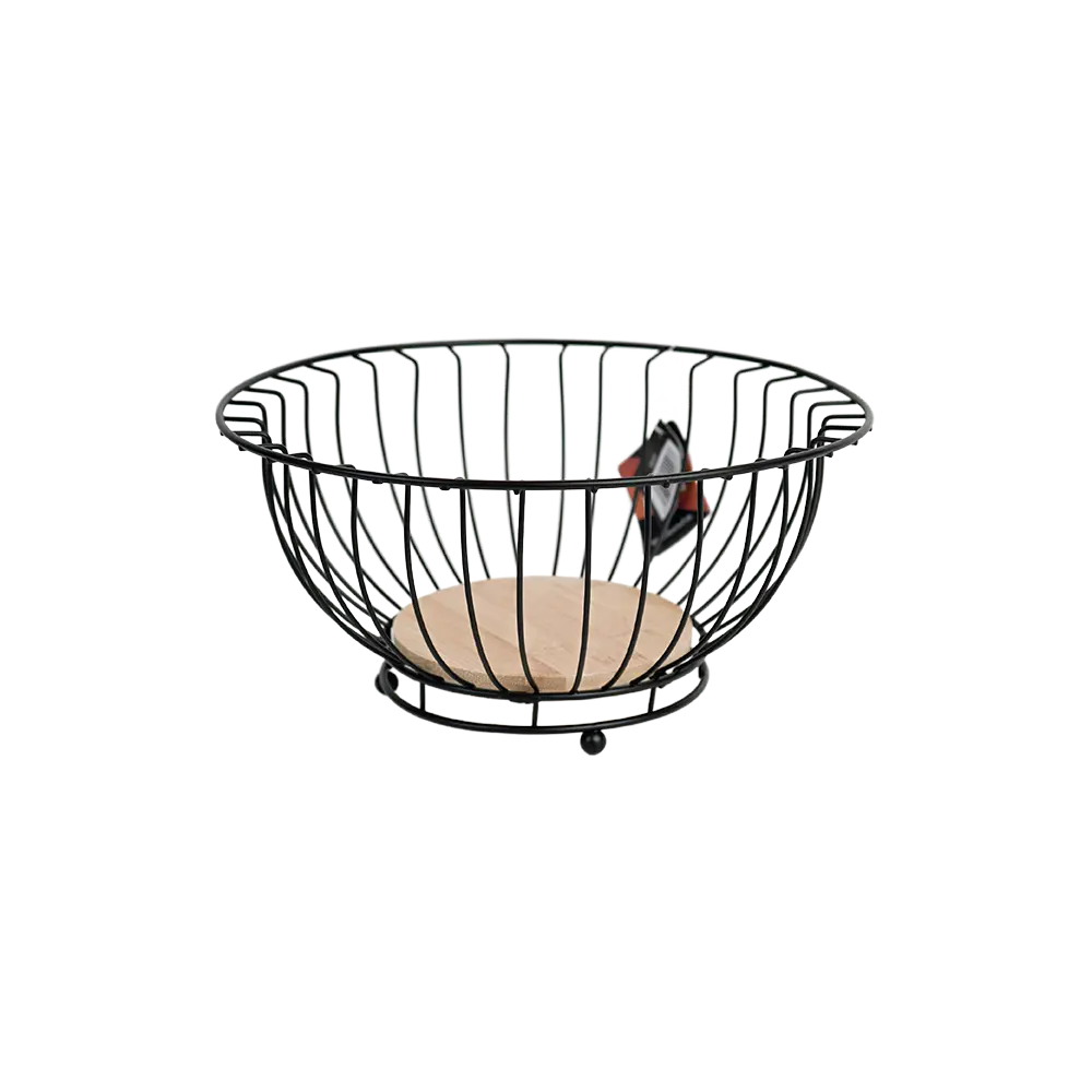Dosthoff iron large fruit basket with bamboo base