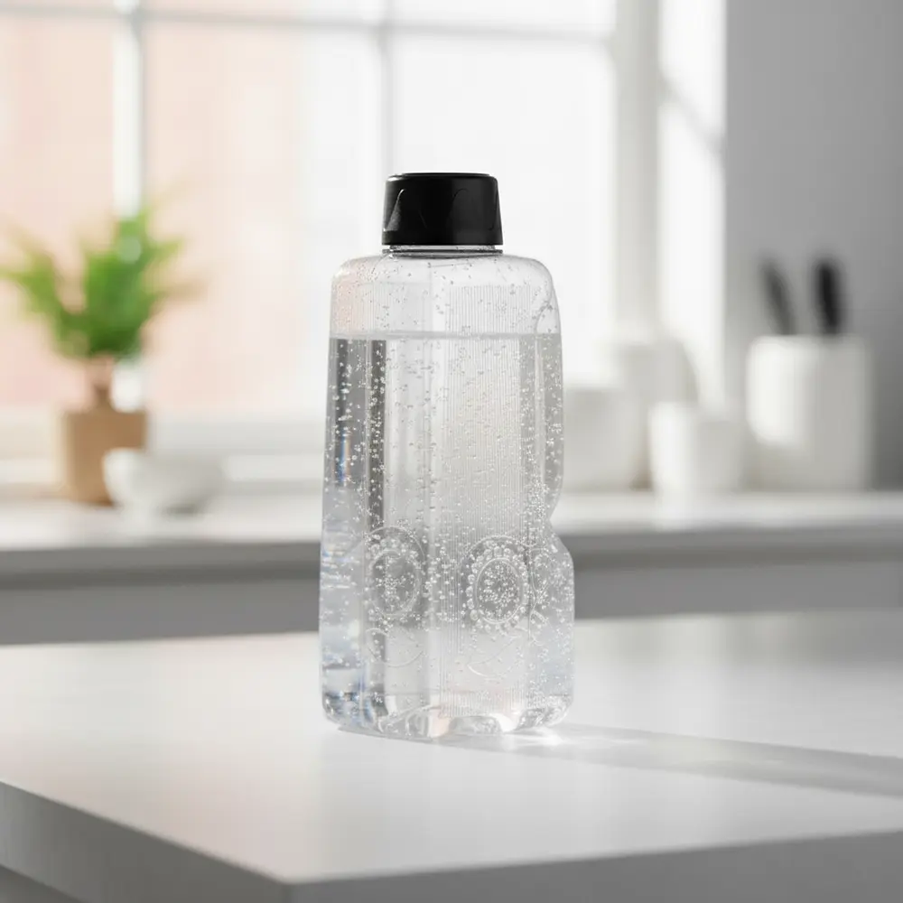 Flower plastic water bottle with black lid1