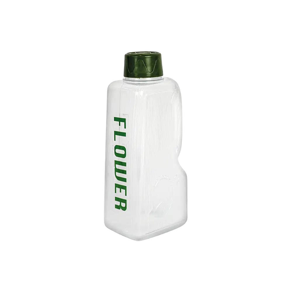 Flower plastic water bottle with green lid