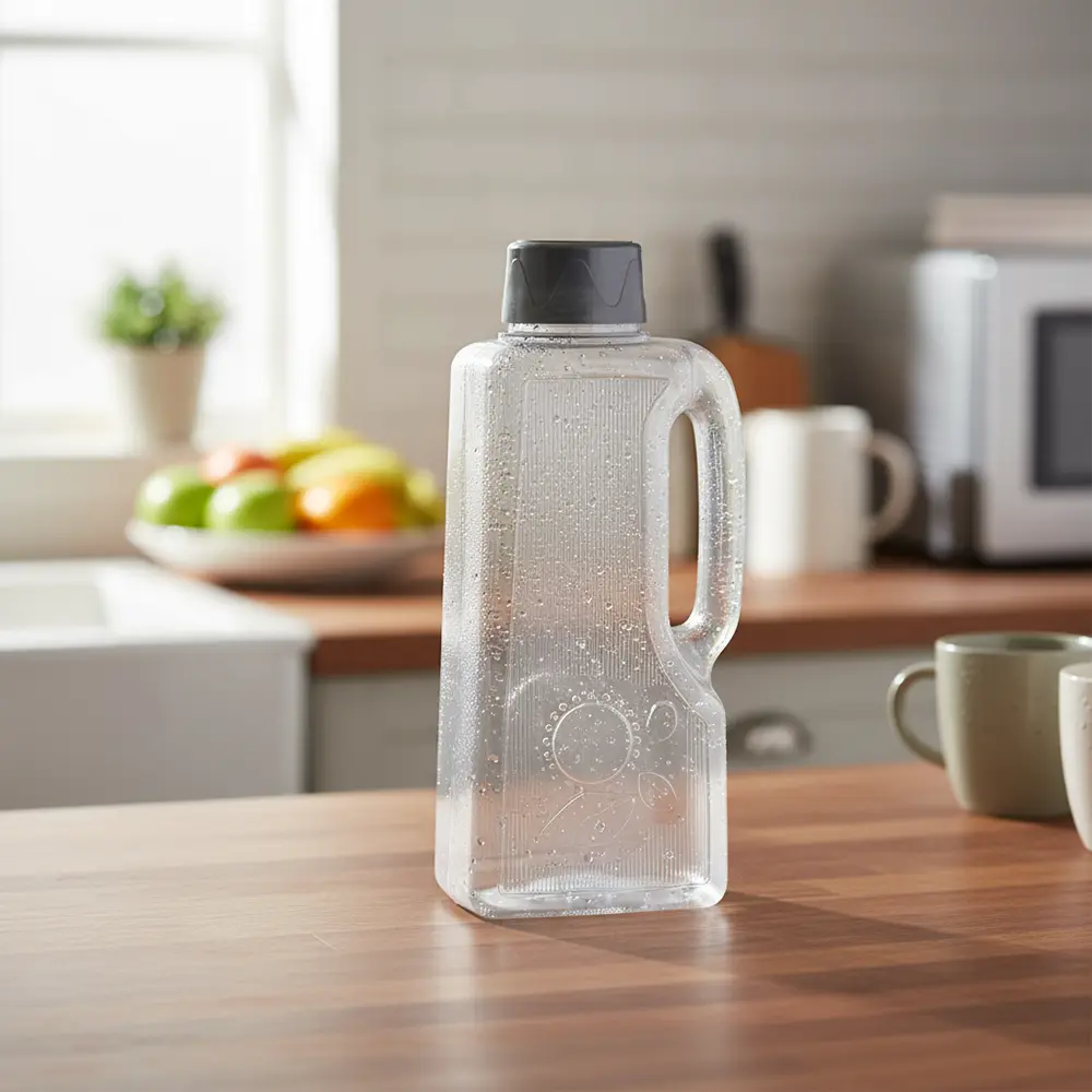 Flower plastic water bottle with grey lid1