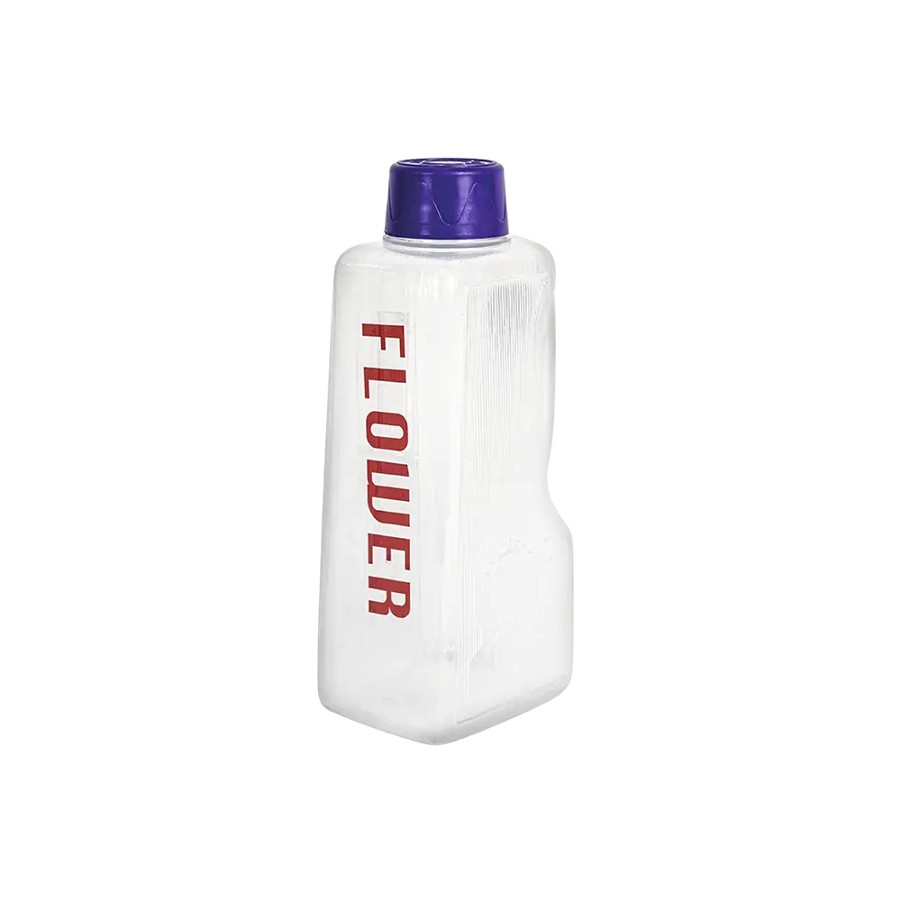 Flower plastic water bottle with purple lid