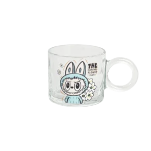 Glass labubu design transparent mug 1