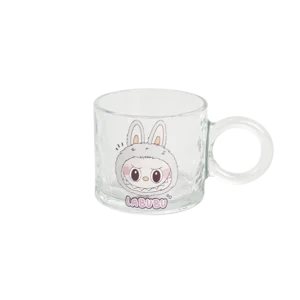 Glass labubu design transparent mug 2