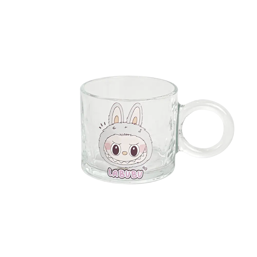 Glass labubu design transparent mug 2