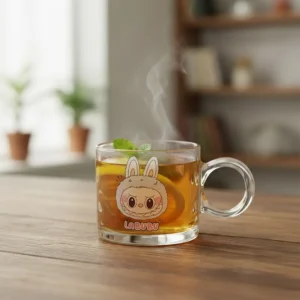 Glass labubu design transparent mug 21
