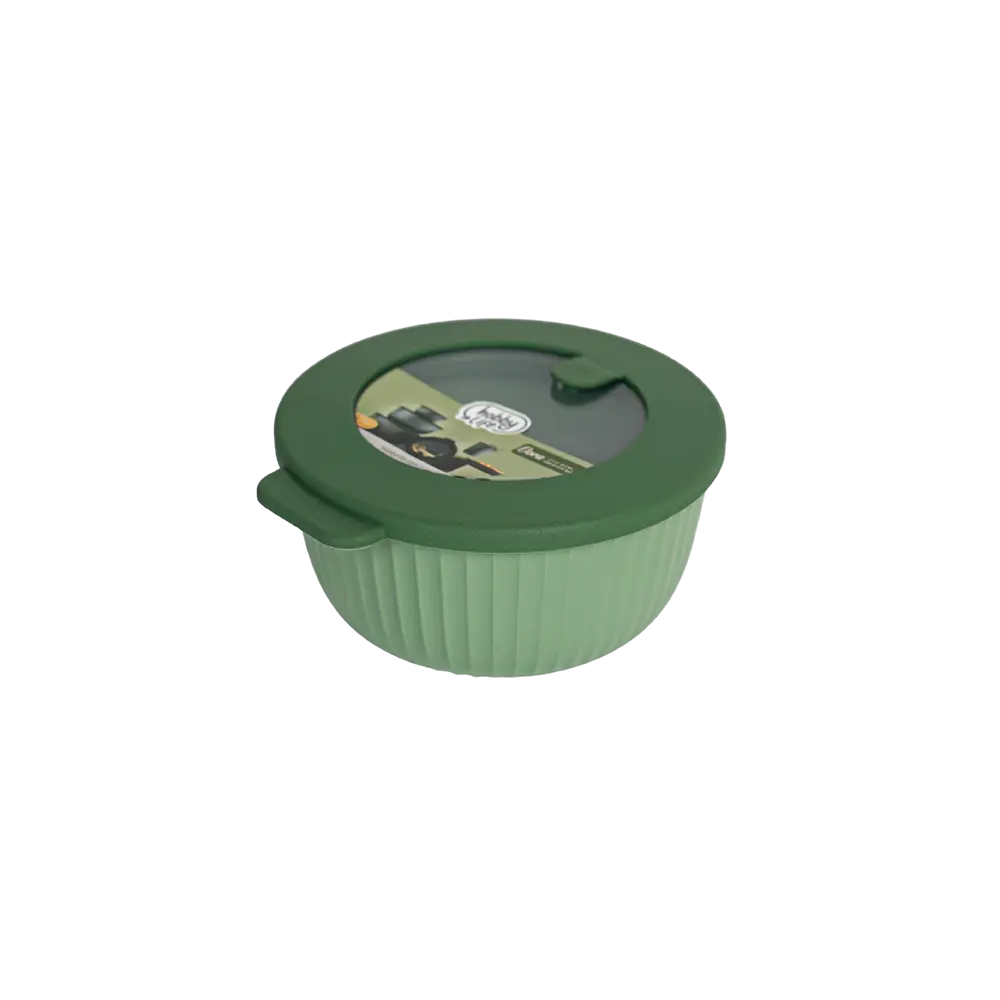 Hobbylife 0.5l ribbed design green bowl with lid