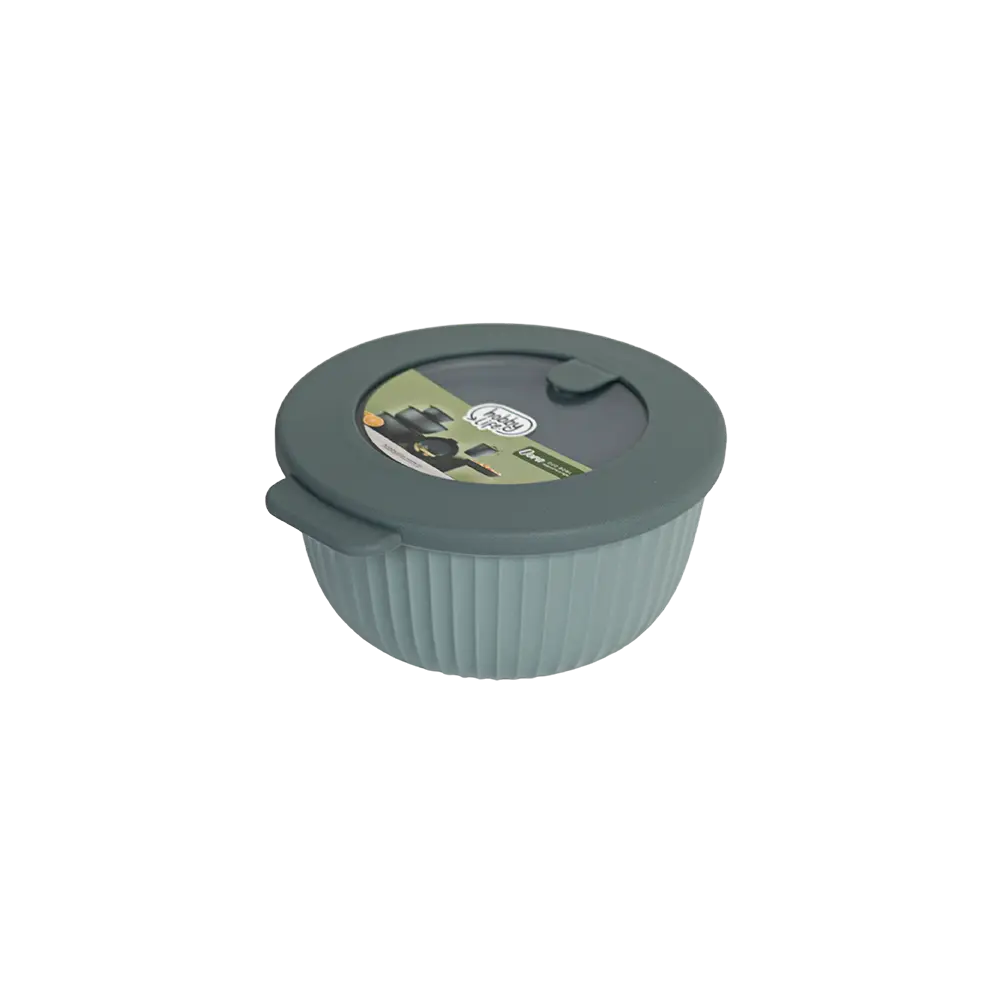 Hobbylife 0.5l ribbed design grey bowl with lid