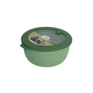 Hobbylife 1.3l ribbed design green bowl with lid