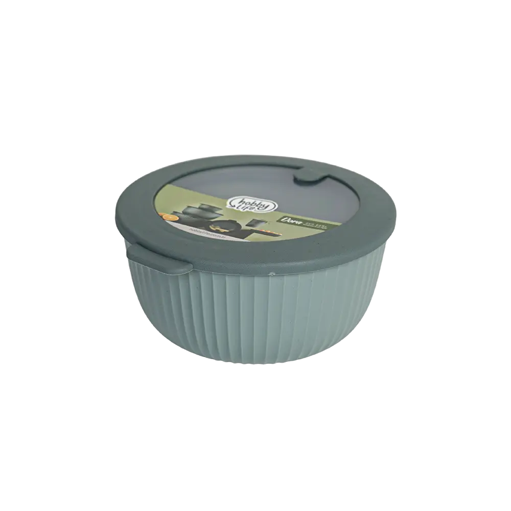 Hobbylife 1.3l ribbed design grey bowl with lid