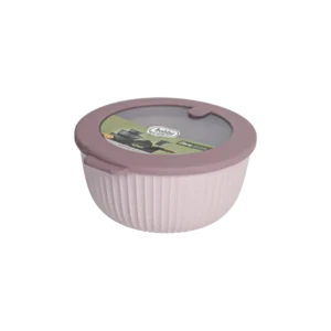 Hobbylife 1.3l ribbed design pink bowl with lid