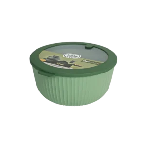 Hobbylife 2.6l ribbed design green bowl with lid