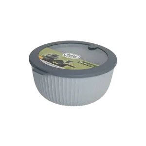 Hobbylife 2.6l ribbed design grey bowl with lid