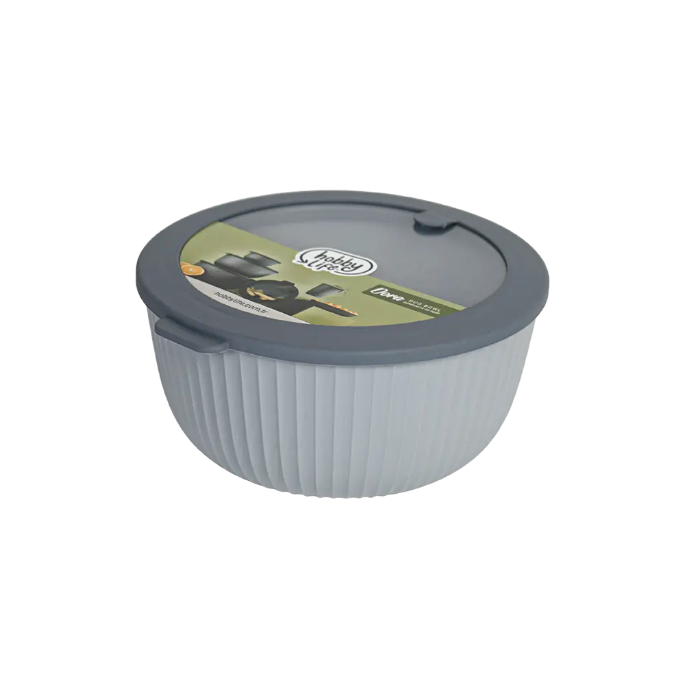 Hobbylife 2.6l ribbed design grey bowl with lid
