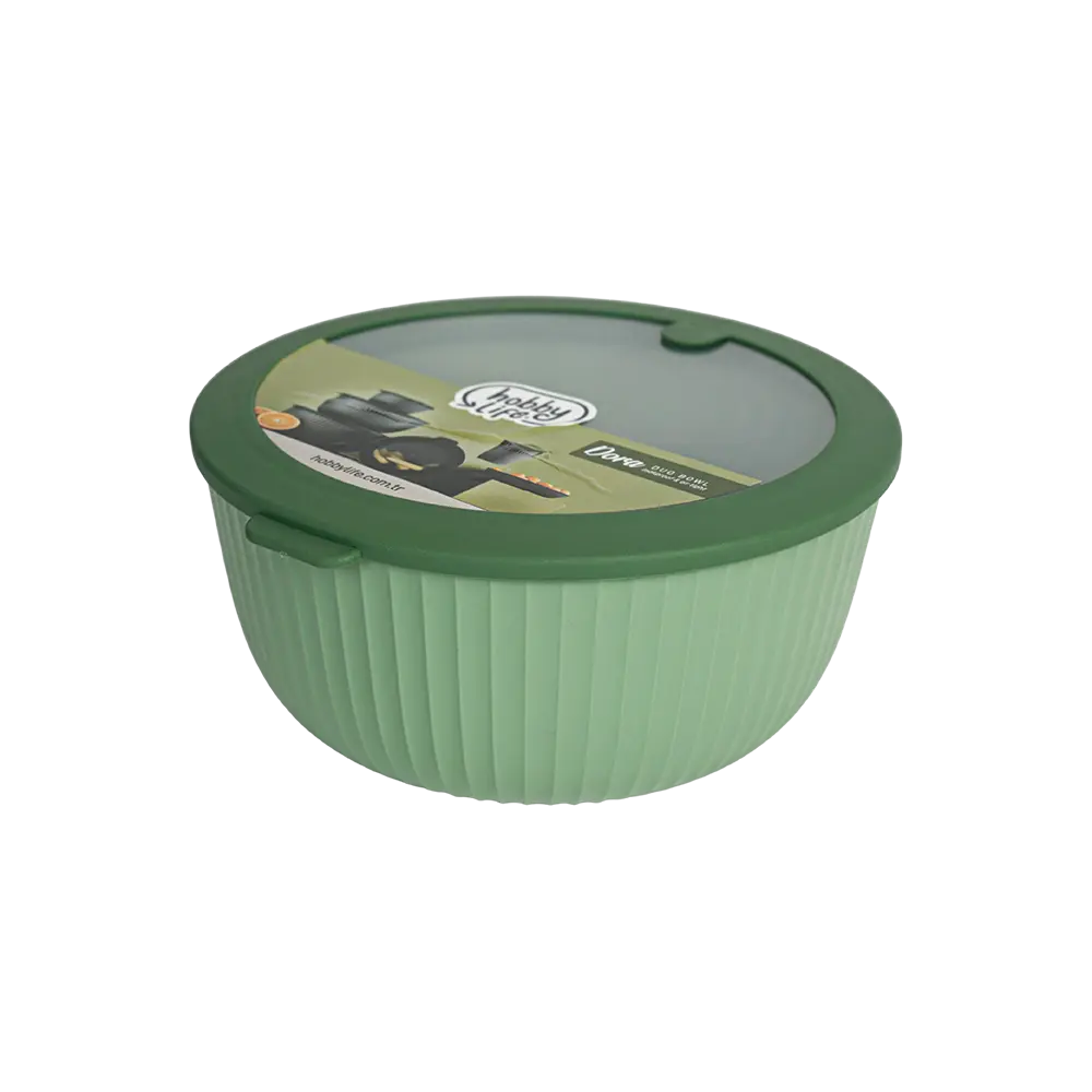 Hobbylife 4.2l ribbed design green bowl with lid