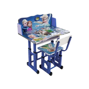 Kids adjustable frozen design navy blue table and chair set