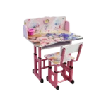 Kids adjustable stitch design pink table and chair set