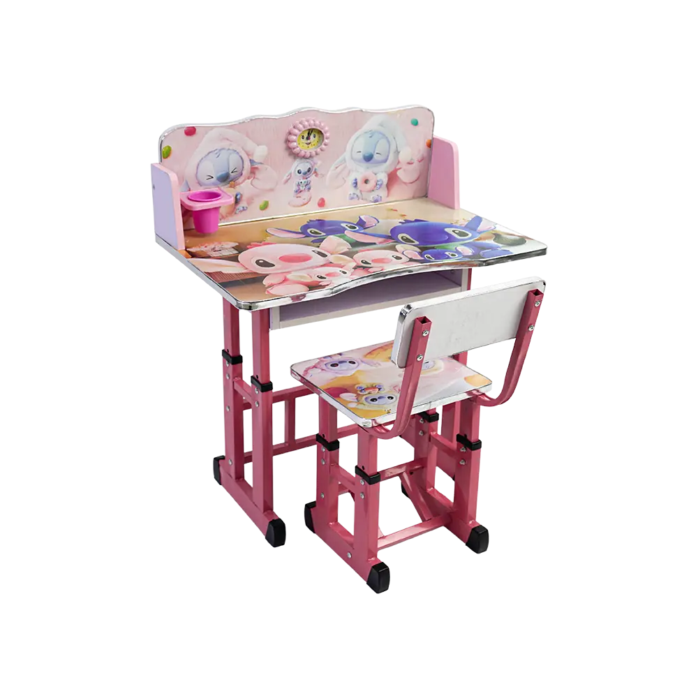 Kids-Adjustable-Stitch-Design-Pink-Table-and-Chair-Set Kids adjustable stitch design pink table and chair set