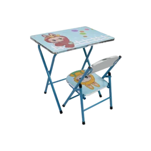 Kids folding labubu design blue table and chair set