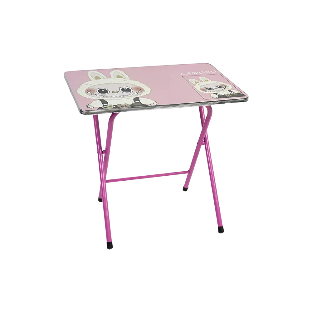 Kids folding labubu design pink table and chair set1