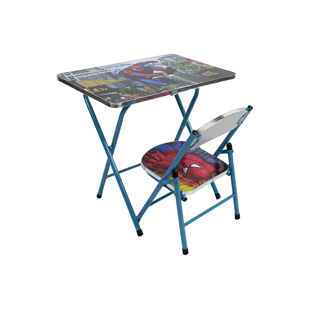 Kids-Folding-Spiderman-Design-Blue-Table-and-Chair-Set Kids folding spiderman design blue table and chair set