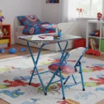 Kids-Folding-Spiderman-Design-Blue-Table-and-Chair-Set3 Kids folding spiderman design blue table and chair set3