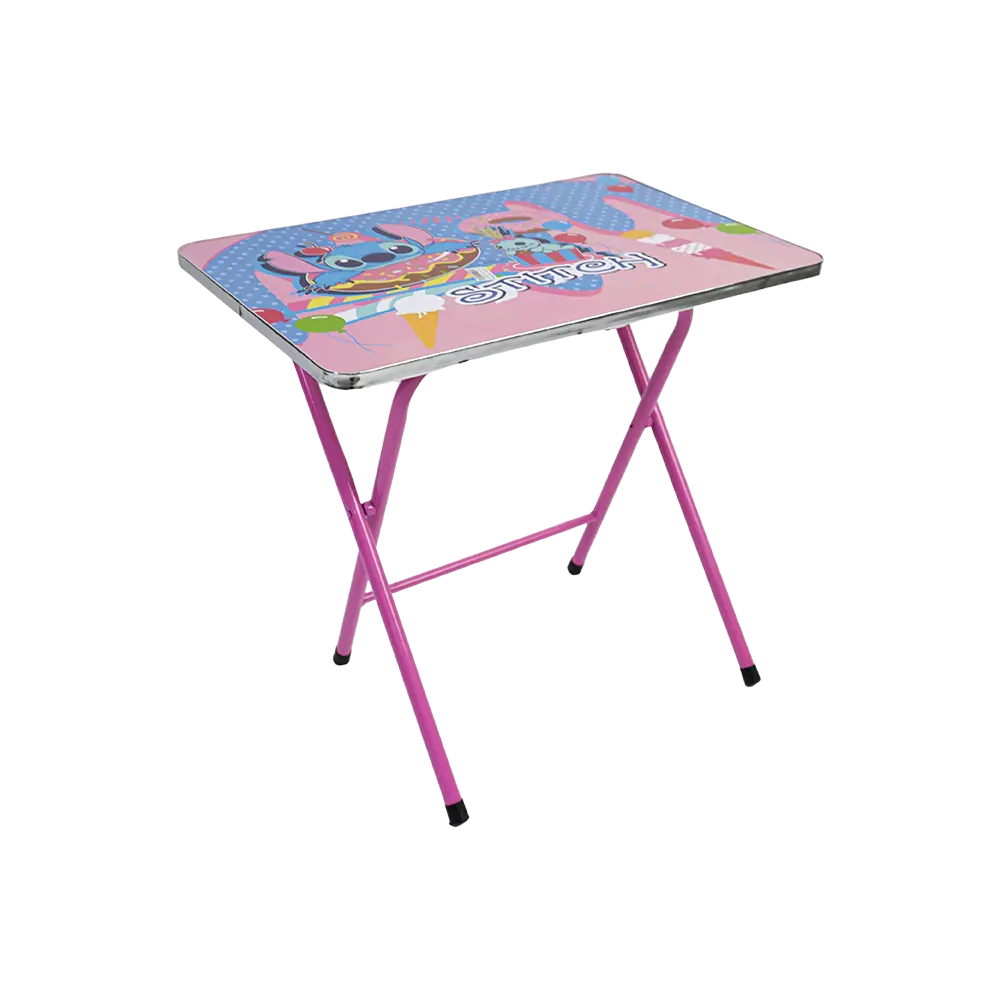 Kids folding stitch design pink table and chair set1