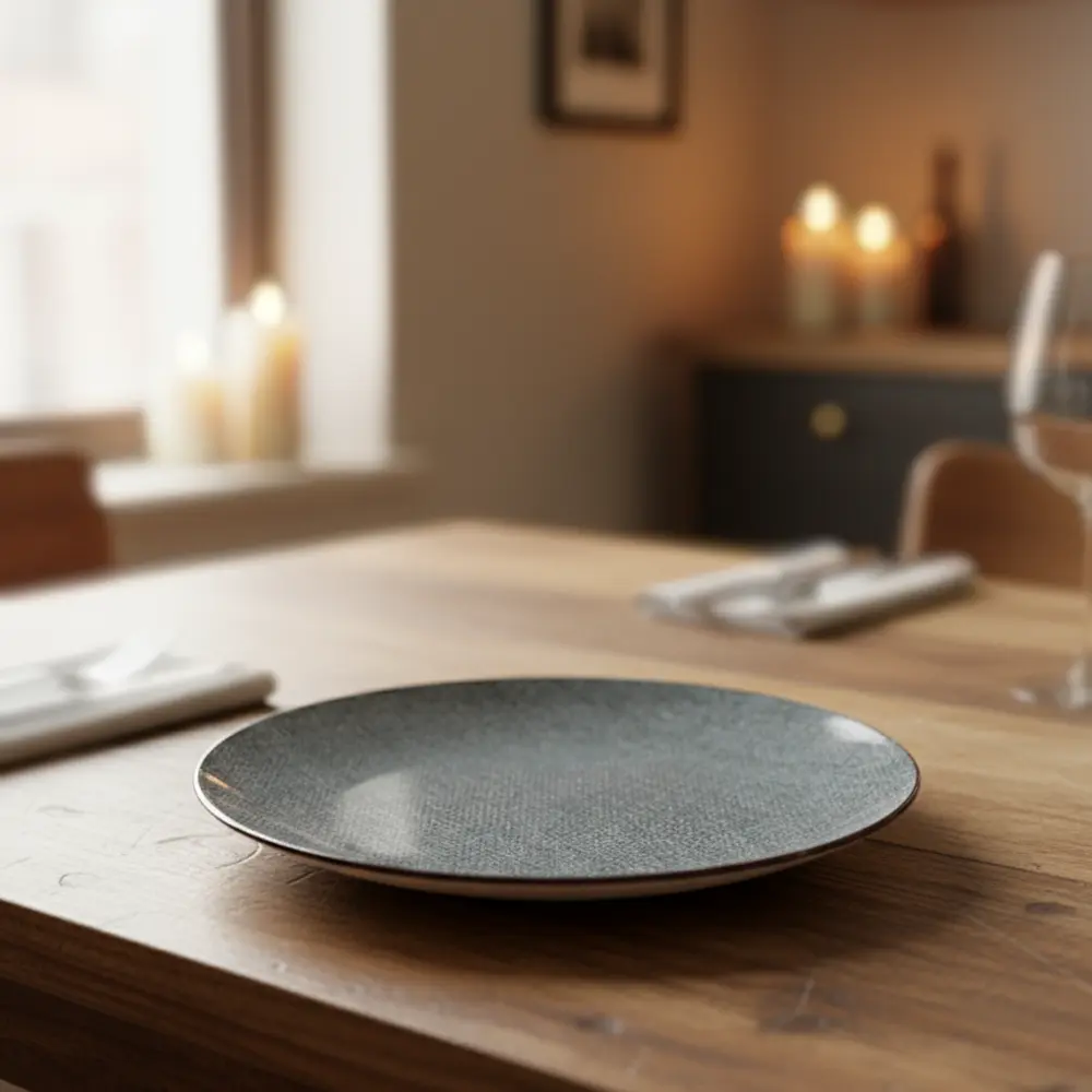 La table elegante porcelain 27cm grey flat plate2