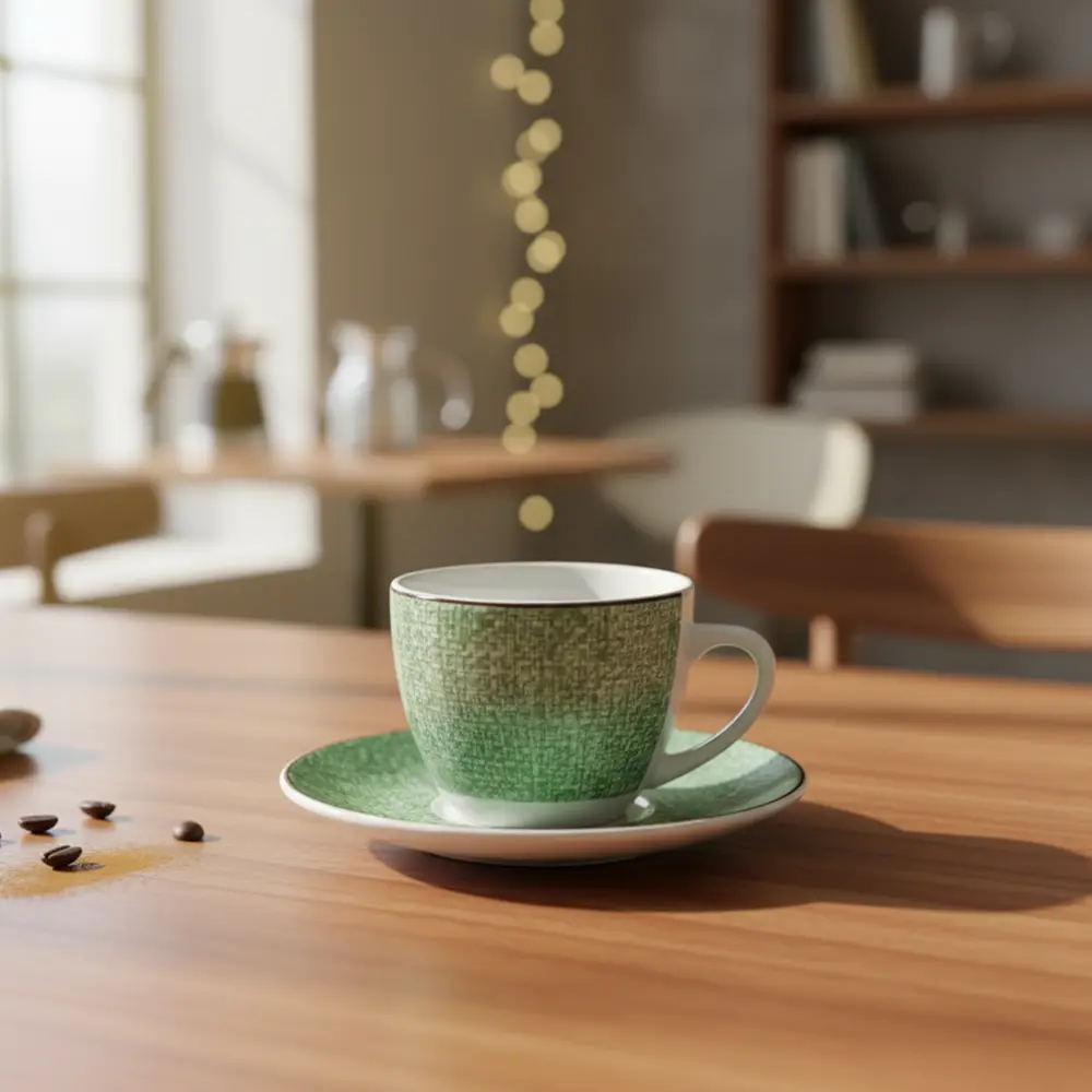 La table elegante porcelain 90ml green coffee cup with saucer2