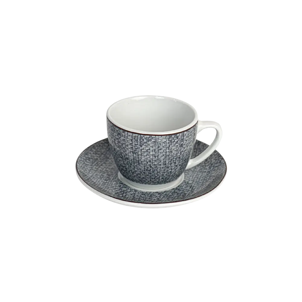 La table elegante porcelain 90ml grey coffee cup with saucer