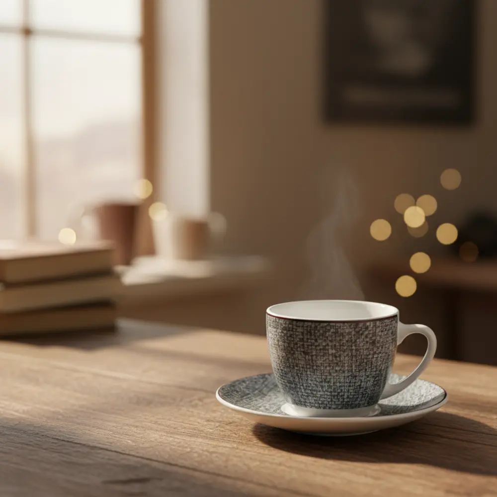 La table elegante porcelain 90ml grey coffee cup with saucer2