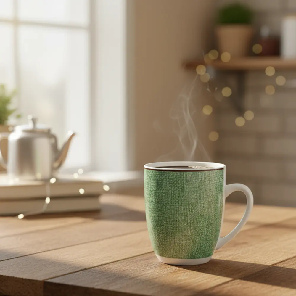 La table elegante porcelain green & white mug2