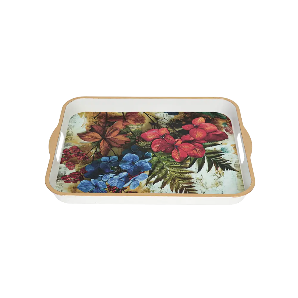 Melamine 37.5x30cm flowers design rectangular tray2