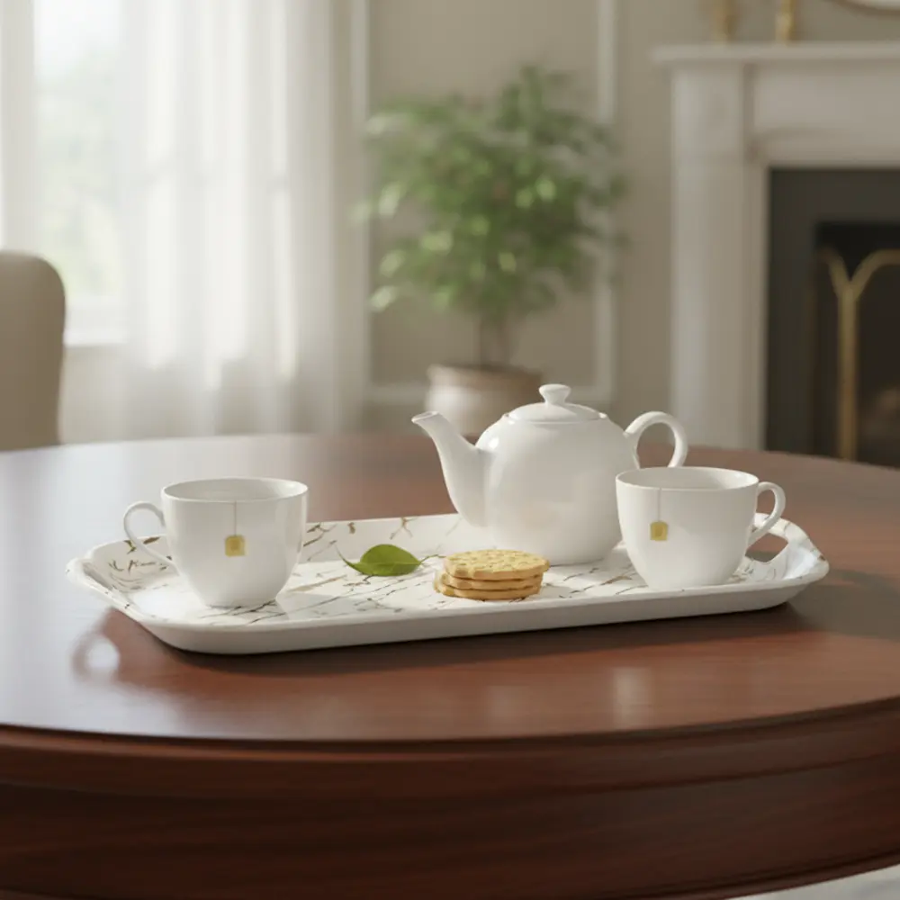 Melamine 37.5x30cm marbled design tray1